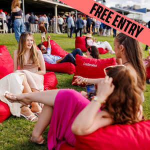 girls on bean bags at racetrack